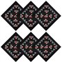 volumoon Lot de 6 Bandanas Noirs avec Motif Tête de Mort Blanche