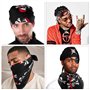 volumoon Lot de 6 Bandanas Noirs avec Motif Tête de Mort Blanche, Foulard Bandana Unisexe, Foulard Pirate pour Festivals, Cyclis