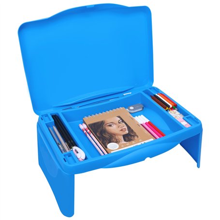 Belle Vous Bureau Pliable Portable - Pupitre de Travail Pliant avec Grand Plateau d’Activités et de Rangement - Table de Lit pou