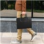Kurtzy Porte Document d’Affaires en Cuir PU Noir - Conférencier A4 à Fermeture Éclair avec Carnet de Notes et Calculatrice - Org