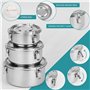 BELLE VOUS Lot de 3 Lunch Box en Acier Inoxydable avec Sac - Boite Alimentaire Inox Étanche - Collations - Fruits - Céréales - S