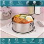 BELLE VOUS Lot de 3 Lunch Box en Acier Inoxydable avec Sac - Boite Alimentaire Inox Étanche - Collations - Fruits - Céréales - S