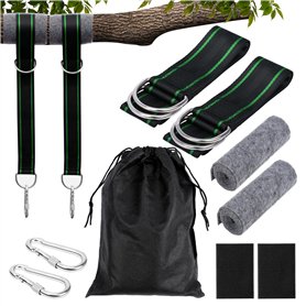 Belle Vous Sangles pour Hamac et Balancoire - Support de Fixation avec Crochet Mousqueton et Coussinet de Protection Arbre - San