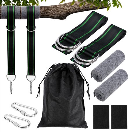 Belle Vous Sangles pour Hamac et Balancoire - Support de Fixation avec Crochet Mousqueton et Coussinet de Protection Arbre - San