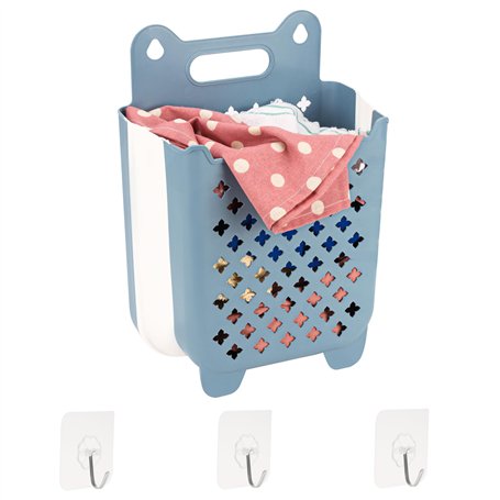 BELLE VOUS Panier de Douche Bleu - Support Auto Adhésif - Etagere Murale en Plastique - Rangement Jouets - Shampoing - Accessoir