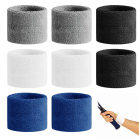 Wisebom 8 Pièces Bandeau Poignet Bracelets de Sport Bandeaux de Transpiration en Coton Doux Protège Poignet Musculation Wrist Wr