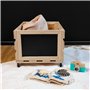 Creative Deco Caisse en Bois pour Vinyles avec Tableau Noir 46 x 36 x 29 cm (+/- 1 cm) | Bac de Rangement avec roulettes | Boîte
