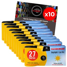 Appareil photo jetable avec appareil photo Novocolor à usage unique 27 poses et carte de conseils pour photographie Clikoze (10