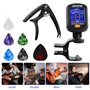 Jinlaili Accordeur à Pince Pour Guitare,Kit D'accessoires pour Guitare,Ecran LCD Rotation Accordeur,Comprenant des 6 médiator,un