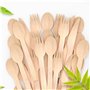 Gilorra Lot de 250 couverts jetables en bois [100 fourchettes