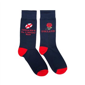 Beyond Happy Chaussettes unisexes en coton majoritaire pour fans de rugby Angleterre - Numéro 1 mondial - Pointure 39-45