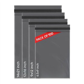 Lot de 100 sacs postaux gris mélangés - 4 tailles - 25 sacs postaux auto-adhésifs - Petits et grands sacs postaux assortis