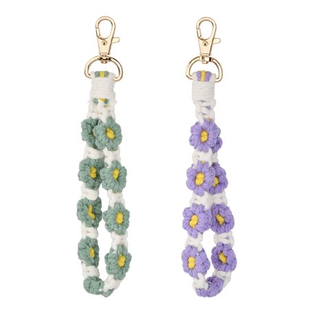 Wisebom 2 Pièces Porte-clés en Macramé Tricoté