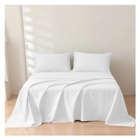 Rehan & Co Drap plat Super King Size - 100 % coton égyptien 300 fils au pouce carré - Qualité hôtelière - Uni - Respirant - 275