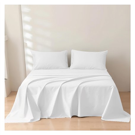 Rehan & Co Drap plat Super King Size - 100 % coton égyptien 300 fils au pouce carré - Qualité hôtelière - Uni - Respirant - 275