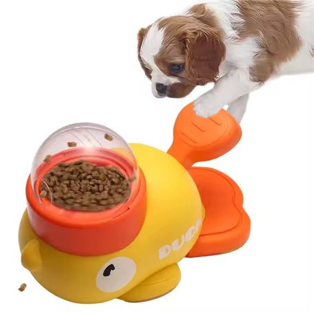 Petmotion - Mangeoire interactive en forme de canard jaune – Jouet à alimentation lente pour chiens et chats | Distributeur de f