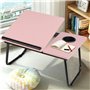 Gald Bureau pliable réglable pour ordinateur portable avec porte-gobelet – Support portable en bois pour étude, lecture, petit d