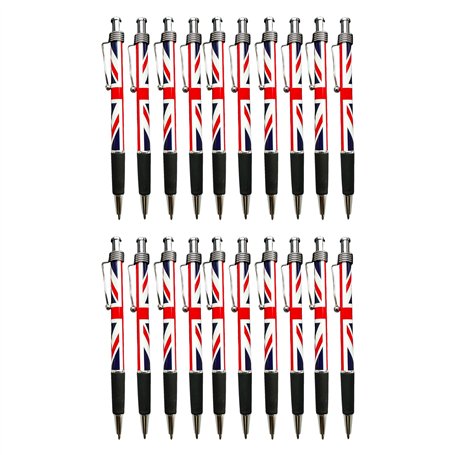 LILAJ Lot de 20 stylos à bille rétractables drapeau Union Jack