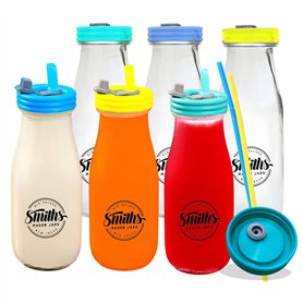 Smiths Mason Jars Lot de 6 bouteilles en verre transparent de 300 ml avec couvercles