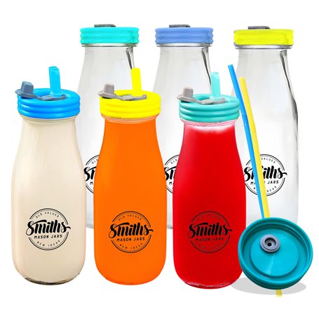 Smiths Mason Jars Lot de 6 bouteilles en verre transparent de 300 ml avec couvercles
