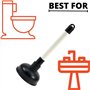 Ventouse pour évier de salle de bain et évacuation – Tasse de 100 mm et poignée en plastique de 225 mm avec ventouse noire, la b