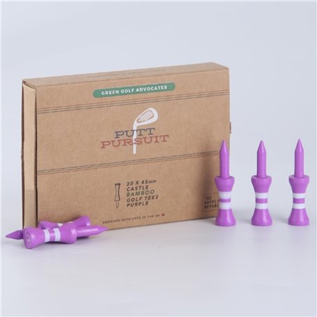 Putt Pursuit Lot de 30 Tees de Golf Castle en Bambou 45 mm - Matériau Durable