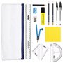 Ensemble de papeterie pour la rentrée scolaire – Trousse transparente pour examens avec stylos