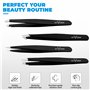 1st Deer Pince a Epiler Professionnelle pour Sourcils de Precision avec étui – Ensemble de 4 – Pincettes Acier Inoxydable pour l