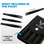 1st Deer Pince a Epiler Professionnelle pour Sourcils de Precision avec étui – Ensemble de 4 – Pincettes Acier Inoxydable pour l