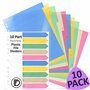 DocFeedz Lot de 10 intercalaires en plastique A4 avec papier d'index couleur pastel avec trous pré-perforés pour la maison