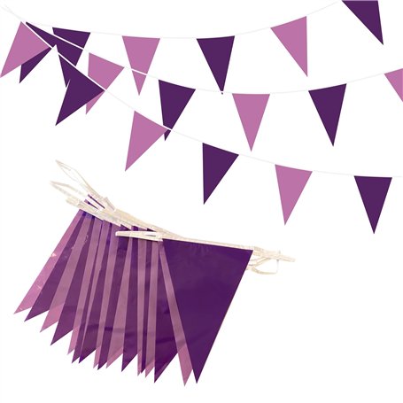 Guirlande de fanions violets de 30 m
