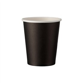 Intertan Q531002M Lot de 50 gobelets en papier à paroi simple Noir Diamètre 80 mm Capacité 200 ml