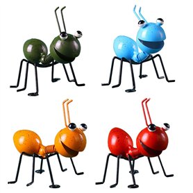 4PCS Ant ornements de jardin Jardin Art Métal Sculpture Ant Ornement coloré mignon d'insectes pour Hanging Wall Art Jardin Pelou