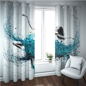 Deertweet Home Dancing Girl Blackout Curtains Blue Line Rideaux Thermiques Isolés Rideaux Esthétiques pour Femme Chambre Chambre