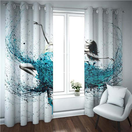 Deertweet Home Dancing Girl Blackout Curtains Blue Line Rideaux Thermiques Isolés Rideaux Esthétiques pour Femme Chambre Chambre