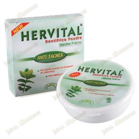 Poudre dentifrice avec des dents blanches et saines menthe fraîche - HERVITAL - - nouveauté - 50 g
