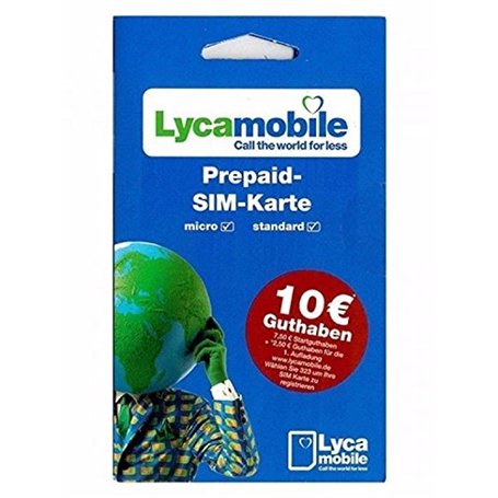 Lyca Mobile Carte SIM prépayée +5 euros de crédit – Lycamobile