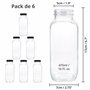 Winter Shore Bouteilles en Verre 475 ml avec Couvercles [Lot de 6] - Bouteille Reutilisable, Bouchons Noires - Bouteille Vide po