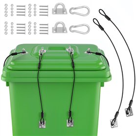 Winter Shore Cables de Verrouillage Noir pour Poubelle (Lot de 2) - Câbles INOX Enduit de Caoutchouc - Prévient Les Animaux de F