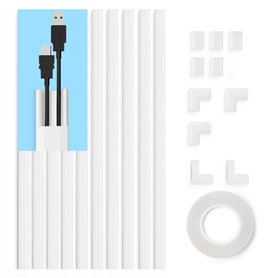 Winter Shore Kit Goulotte Passe Cable de 4m - Cache Cable Mural Blanc - Baguette Tire Fil Peignable pour Montage de TV Murale -