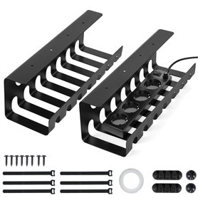 Winter Shore Plateau Câble Management sous Bureau (Lot de 2) - Range Cable Bureau & Poste de Travail Réglable - Organisateur Cab