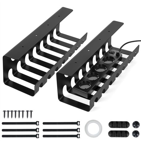Winter Shore Plateau Câble Management sous Bureau (Lot de 2) - Range Cable Bureau & Poste de Travail Réglable - Organisateur Cab