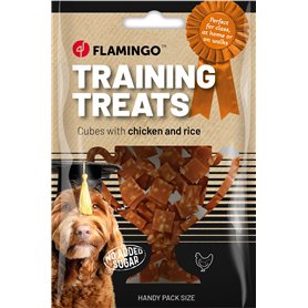 Flamingo Friandises d’Entraînement Morceaux Poulet & Riz 60g – Snacks Moelleux et Digestes | Récompenses Idéales pour Dressage