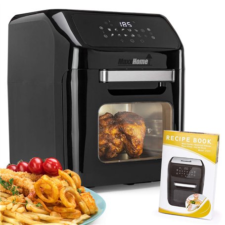 MaxxHome Friteuse sans Huile XXL - Airfryer - Friteuse à air chaud - Mini Four Multifonction - 1800 W + Livre de cuisine et acce