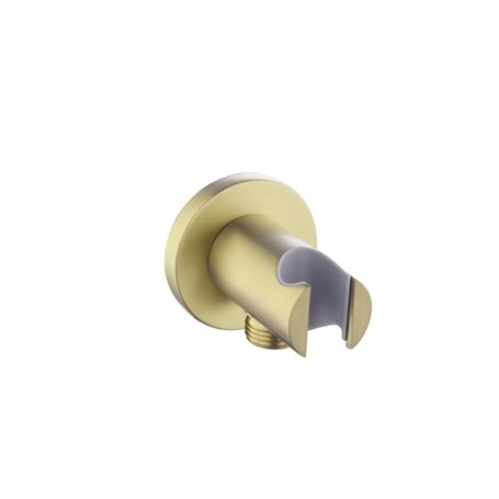 KINGBATH™ Support de douche rond avec sortie murale coudée en laiton chromé de 1