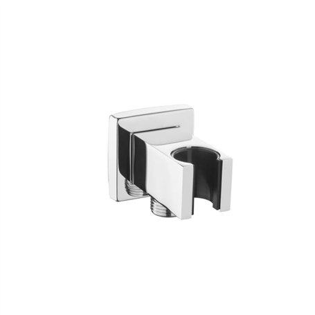 KINGBATH™ Support de douche rond avec sortie murale coudée en laiton chromé de 1
