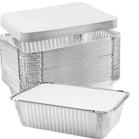 outihome Barquette Aluminium avec Couvercle Cartonné 930ml