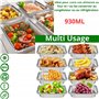 outihome Barquette Aluminium avec Couvercle Cartonné 930ml, Lot de 50 Pièces, Barquette Alimentaire Jetable Adapté pour Cuisson 