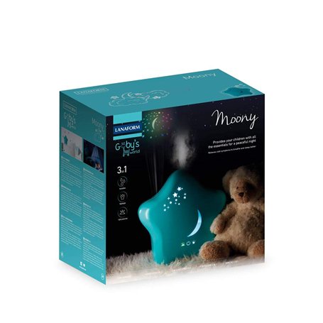 Moony - Humidificateur D'air - Humidificateur D'air Bébé - Veilleuse Bébé - Projections Murales - Silencieux - 2.2 L - Humidifie