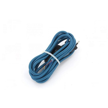 Cordon textile avec interrupteur 2m - Bleu paon